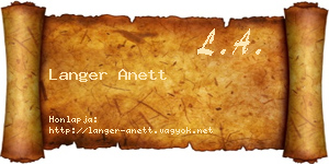 Langer Anett névjegykártya